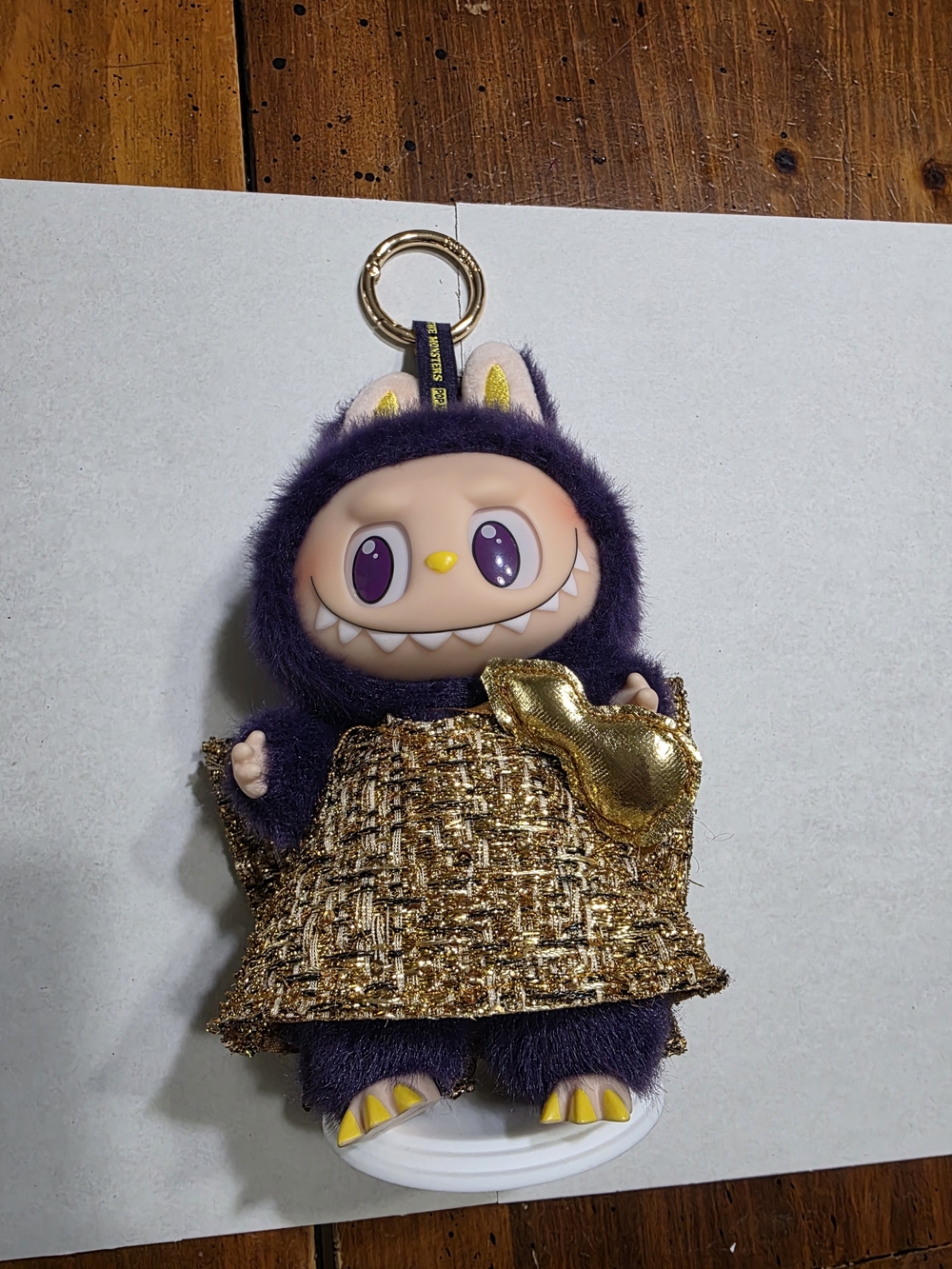 Plush Purple Bunny Keychain with Gold Accent